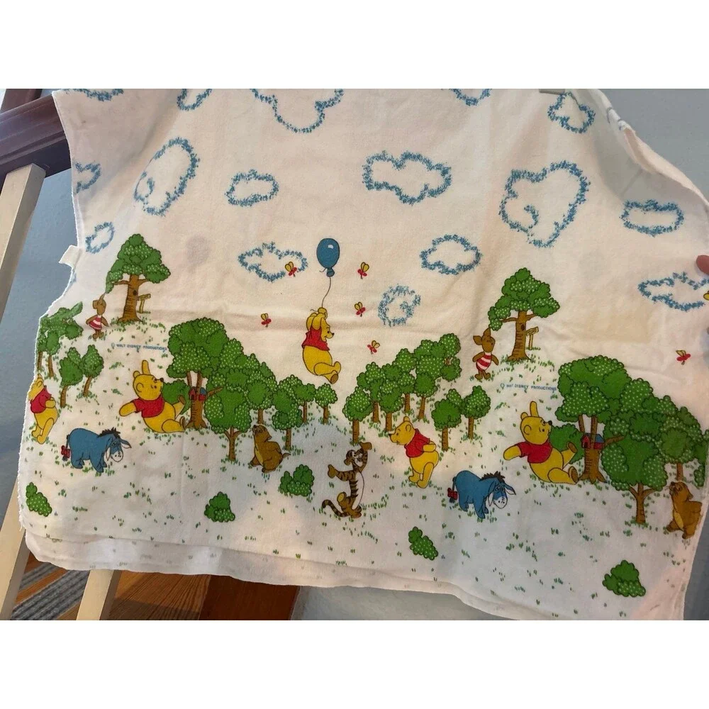 Winnie the Pooh Baby Blanket Vintage Cotton Flannel Tigger Eeyore Piglet Gopher